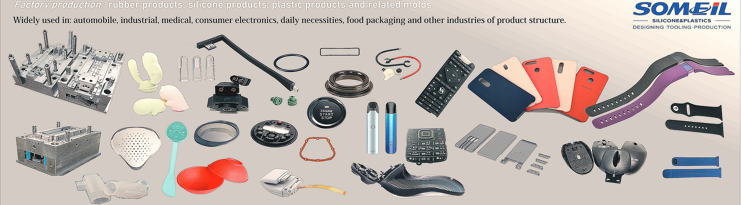 producing silicone, rubber, plastic molds and products factory